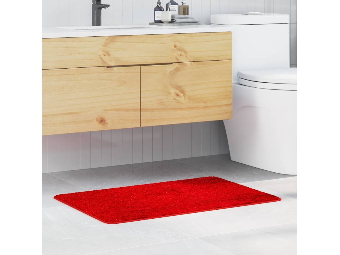 Vidaxl Tapete De Banho Antiderrapante Vermelho 60 X 90 Cm Pp