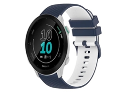 Pulseira De Relógio Lurelia Para Garmin Forerunner 158 20 Mm Quadriculado Em Silicone Bicolor Azul Escuro Branco