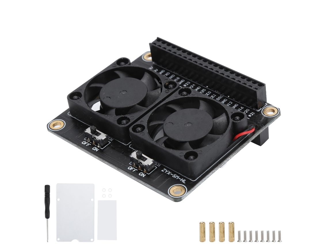 Módulo De Placa De Expansão Para Raspberry Pi Com Cooler Duplo E Módulo De Led Colorido