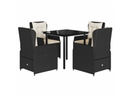 Garden Dining Set, Garden Dining Sets Vidaxl Preto Rattan / Vime (80 X 80 X 74 Cm)
