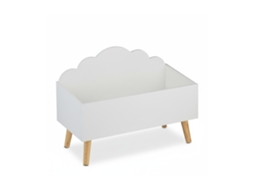 Baú Infantil Relaxdays, Design De Nuvens, Axlxp: 45 X 60 X 30 Cm, Mdf, Para Livros E Brinquedos, Baú Aberto, Branco