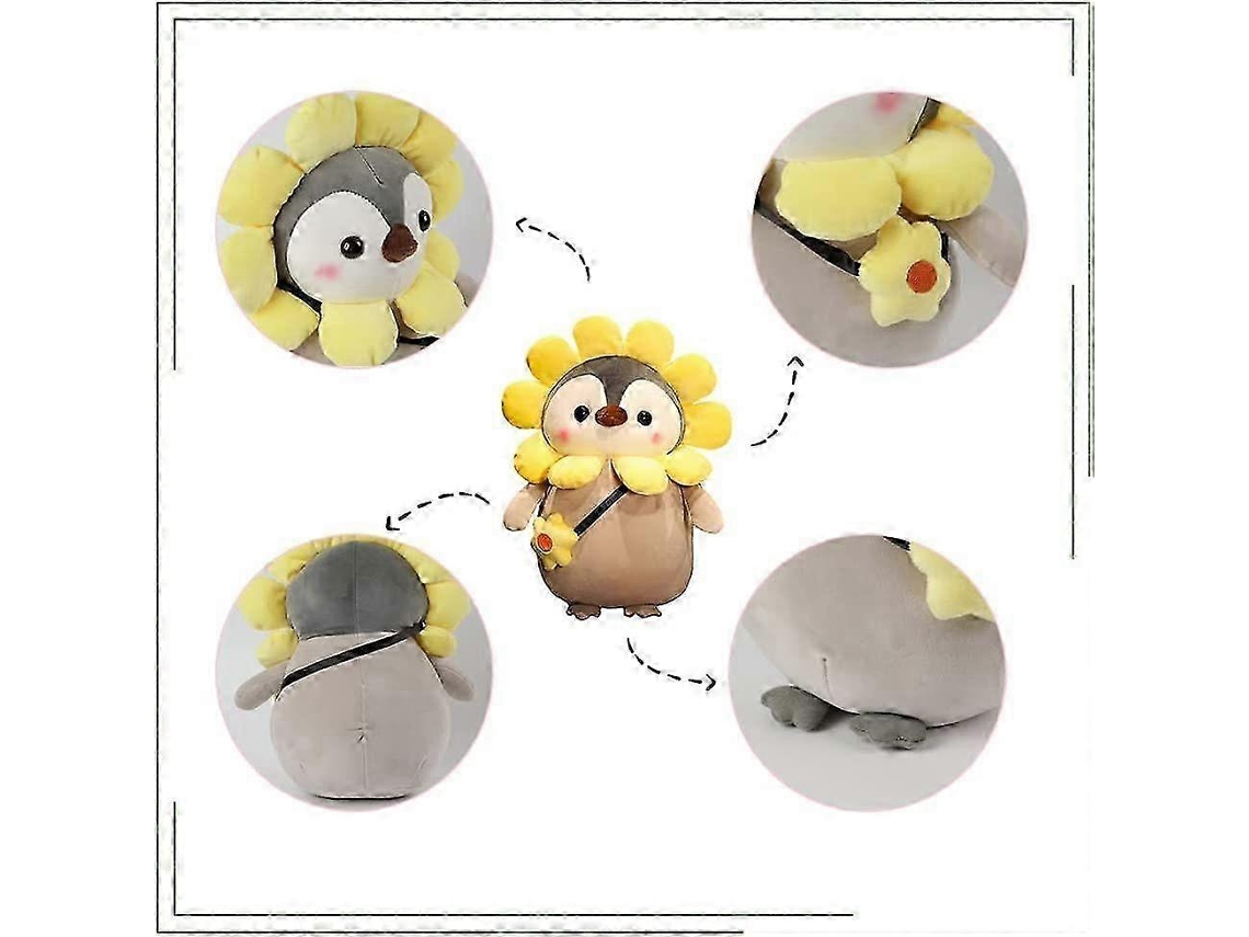 Penguim De Pelúcia Fofo Com Roupa De Flor Amarela, Animal De Pelúcia Para Crianças, 10 Polegadas