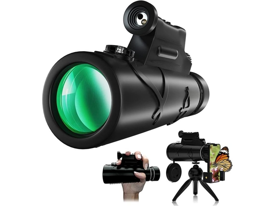Telescópio Monocular Monóculos 50x60 para Adultos para Observação de Pássaros Ao Ar Livre Acampamento e Caminhada Preto USHION