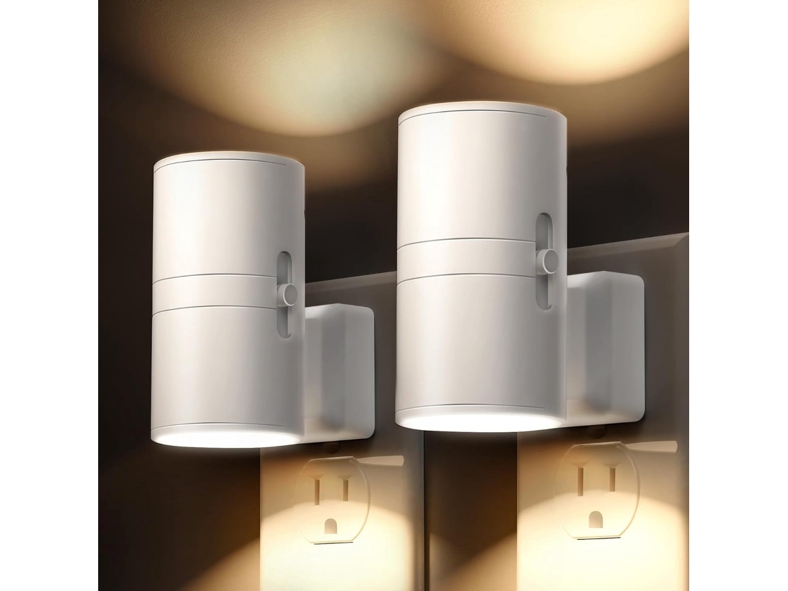 Luz Noturna com Sensor de Luz para Economia Energia, Luz Branca Quente Suave , Fácil de Conectar, Conjunto com 2 Unidades BRILVIBERA (3000k)