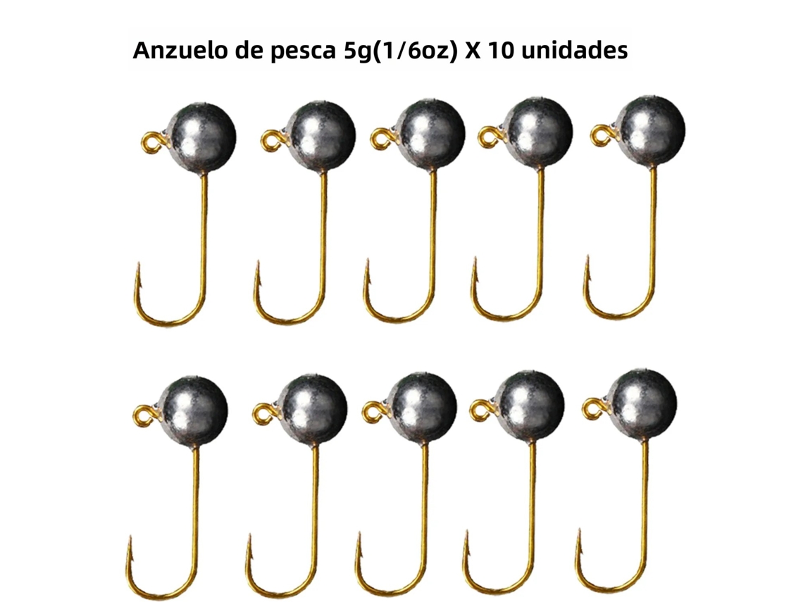 Pacote com 10 Anzóis Miniatura MDUG, aço de alto carbono, 5 g