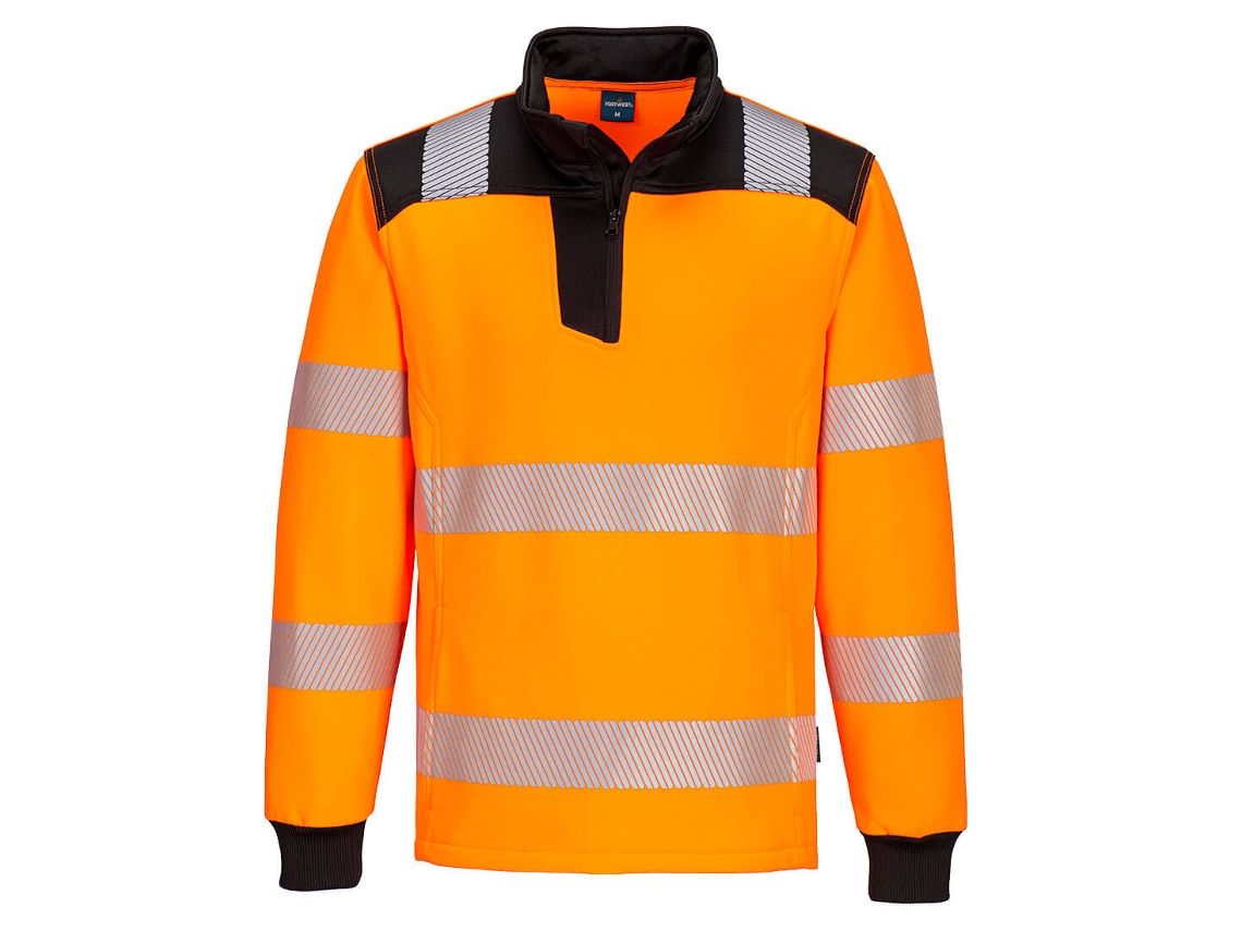 Moletom Com Zíper 1/4 De Alta Visibilidade Pw3 Laranja E Preto / 5xl