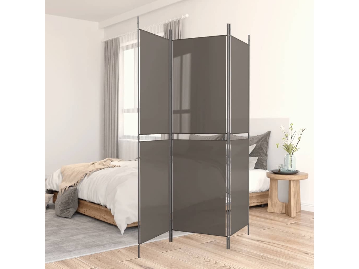 Vidaxl Biombo/divisória Com 3 Painéis 150x220 Cm Tecido Antracite
