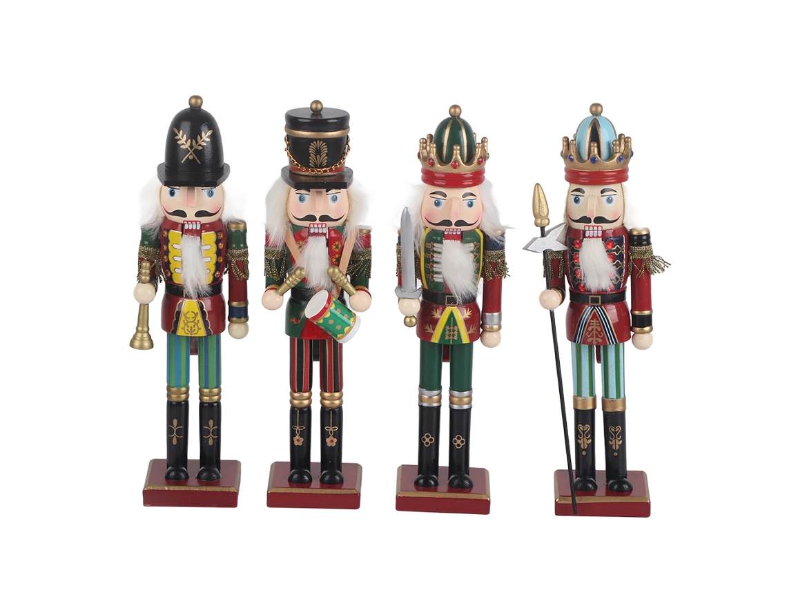 Laxiscreed Conjunto De 4 Soldados De Madeira Nutcracker Para Decoração Natalícia E Presente De Natal