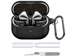 Kit ANTIIMPACTO! Limpeza e Capa Estojo Silicone para Samsung Galaxy Buds 3 Pro (Preto)