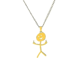 2026 colar Doodle Divertido Personalizado Acero Inoxidable Pingente Sonriente Dedos da Mão Jóia Presente