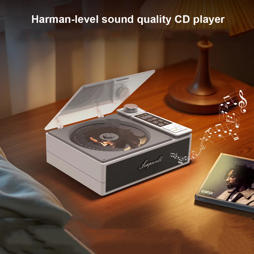 Leitor De Cd Retrô (branco) Com Alto-falante Bluetooth Integrado