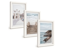 Um Conjunto De Imagens Decorativas Em Uma Moldura Arquitetura Marítima De Santorini Moldura Branca Pinturas De Quarto Espelharte (3 Peças 20x30 Cm)