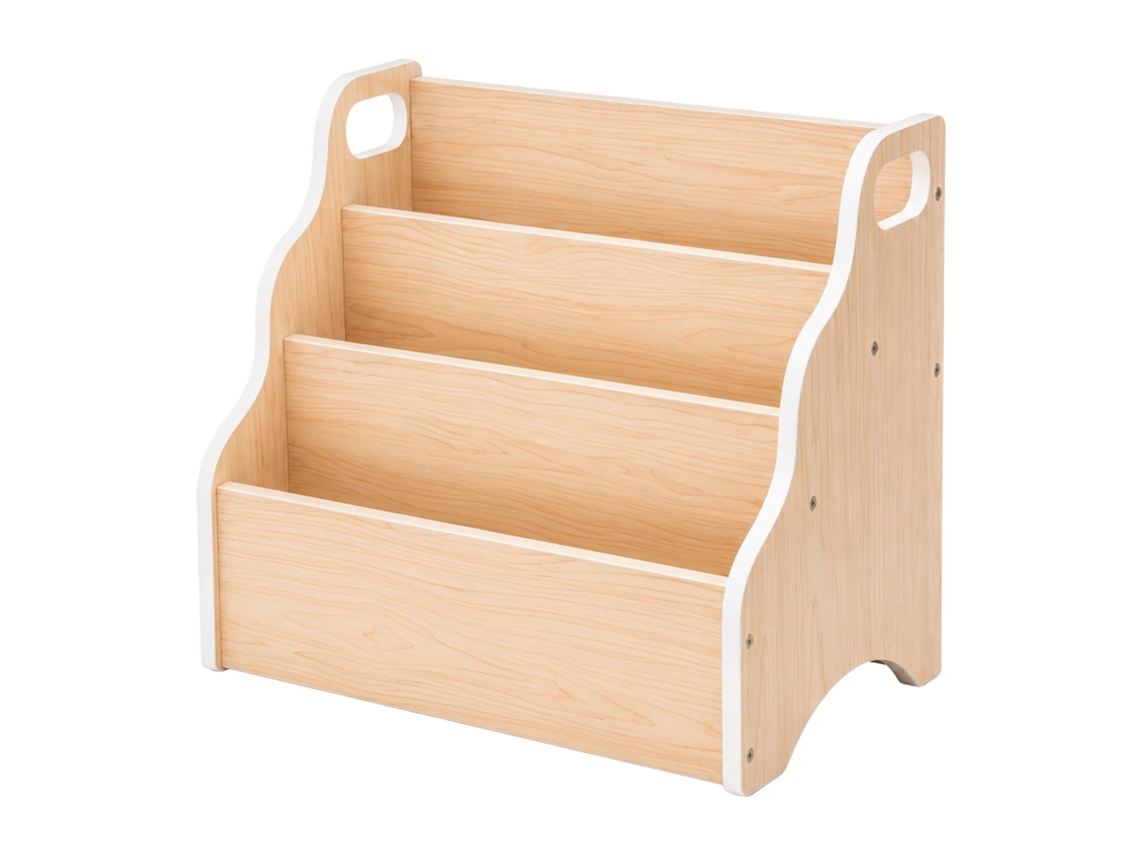 Relaxdays Estante Infantil, Organizador De Secretária Portátil, 3 Compartimentos, 31 X 51 X 28 Cm, Mdf, Natural