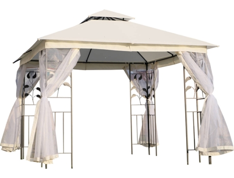 Outsunny Grandes tendas ao ar livre com rede mosquiteira Gazebo elegante para jardim 3x3m