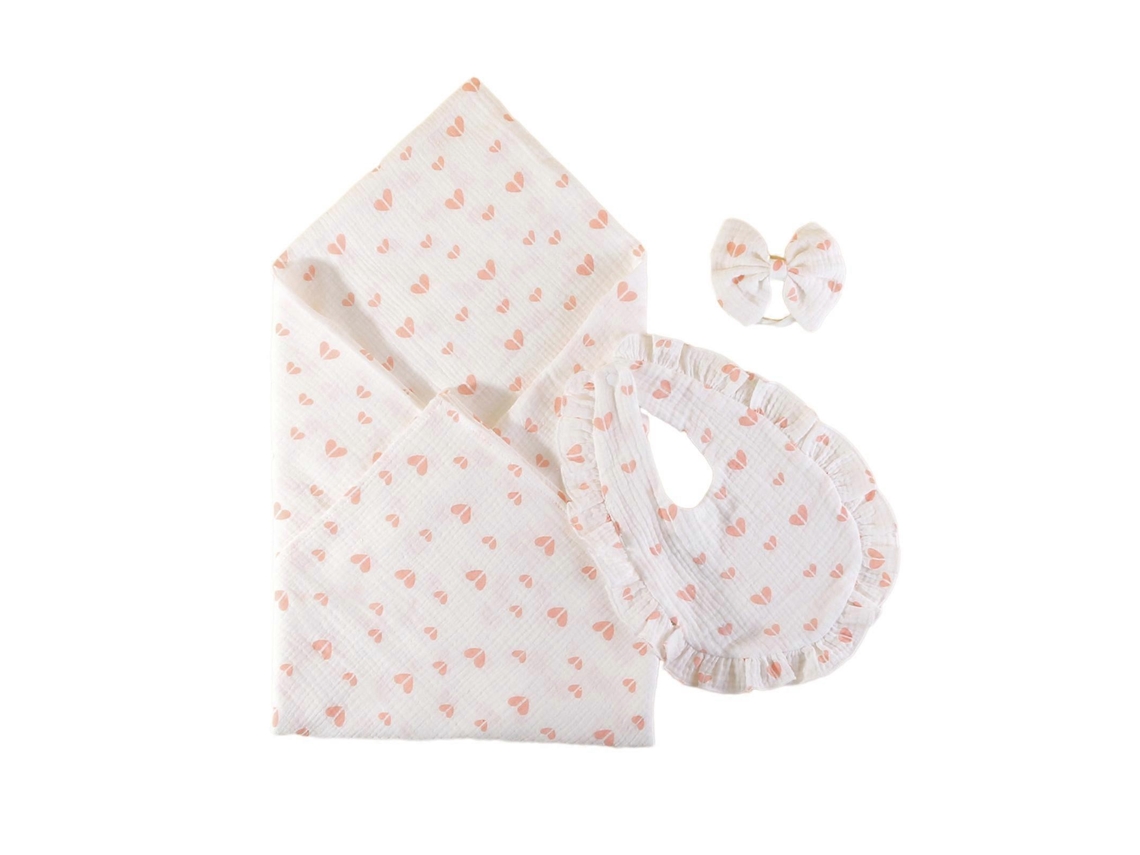 Conjunto Presente Para Recém Nascido Com Capa, Bandana, Babadores E Laço, Capa Bebê Com Babadores E Conjunto Presente Para Bebê Chá,
