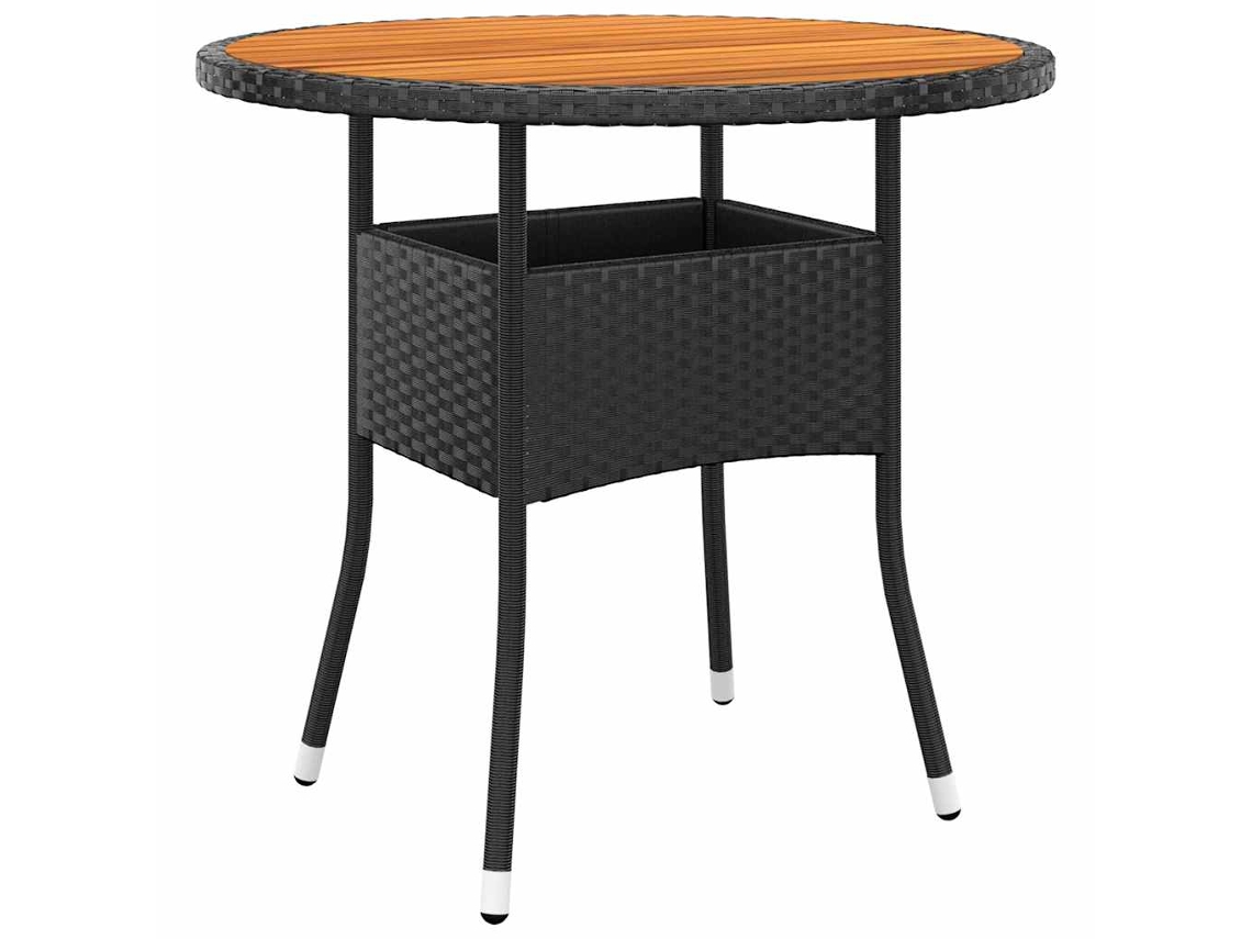 Vidaxl Mesa De Jardim Ø80x75 Cm Madeira De Acácia E Vime Pe Preto