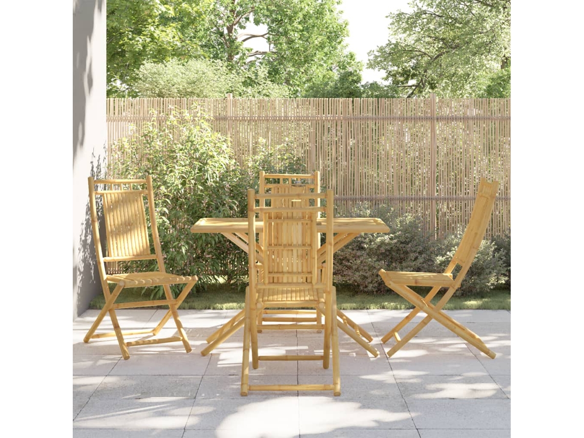Vidaxl 5 Pcs Conjunto De Jantar Para Jardim Bambu