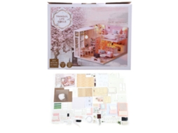 Kit de casa de bonecas em miniatura Walshlxq com luz LED 1/24, articulada, para adultos e crianças, presente faça você mesmo