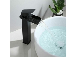 Misturador De Banheiro Quadrado Preto Fosco Para Lavatório De Bancada Água Fria E Quente Ajustável Com Jato Em Cascatas Em Aço Inoxidável Sem Chumbo