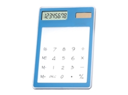 Calculadora Solar Transparente Pantalla Táctil 8 Dígitos Lcd Portátil Azul Para Oficina Colegio Hogar