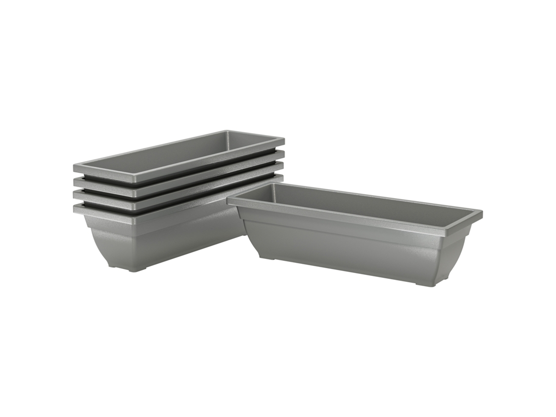 Kit 5 Vasos 59x21x16cm Plástico Empilháveis Cinza VOLTEDGE