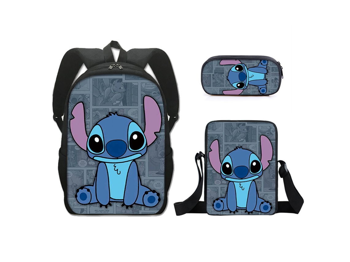Mochila KOHREE de Estudante Stitch Conjunto de Três Peças 16 Polegadas