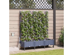 Vidaxl Jardineira Com Irrigação E Rodas 3 Unid. Cinzento Pp