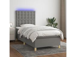 Vidaxl Cama Box Spring C/ Colchão E Led 90x190 Cm Tecido Cinza-escuro