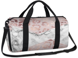 Bolsa Esportiva Casual com Estampa de Leopardo Marmorizada 45 X 21,5 X 23 Cm Tecido de Poliéste