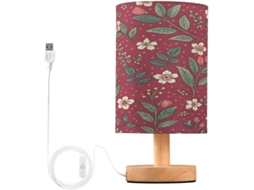 Abajur De Cabeceira Pequeno Floral Para Quarto, Con Portas de Regamento Usb C, Luminária De Mesa Cabeceira, Luminária