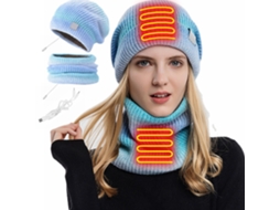 Conjunto Gorro Bufanda Calentado USB Tie Dye, Tecido Inverno para Homem e Mulher, 2 Peças
