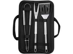 2026-conjunto De Acessórios Básicos Para Churrasco, 3 Peças Em Aço Inox Com Estojo Para Churrasco, Picnic E Camping