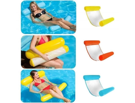 Rede Flutuante Inflável de Luxo para Piscina - Laranja - Compacta e Fácil de Transportar - Dimensões 130x73cm KATOOM