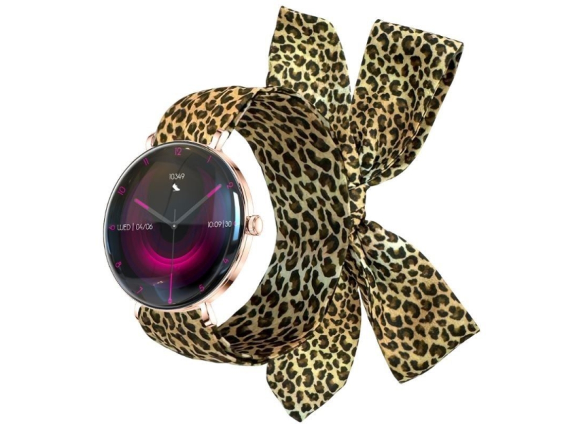 Relógio Martwatch Lucca B 370 com monitor cardíaco e notificações rosa. Inclui pulseira de oncinha para sempre.