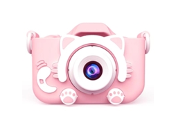 Câmera Infantil Gato Fofo 1080p Hd Câmera Dupla Rosa Brilvibera