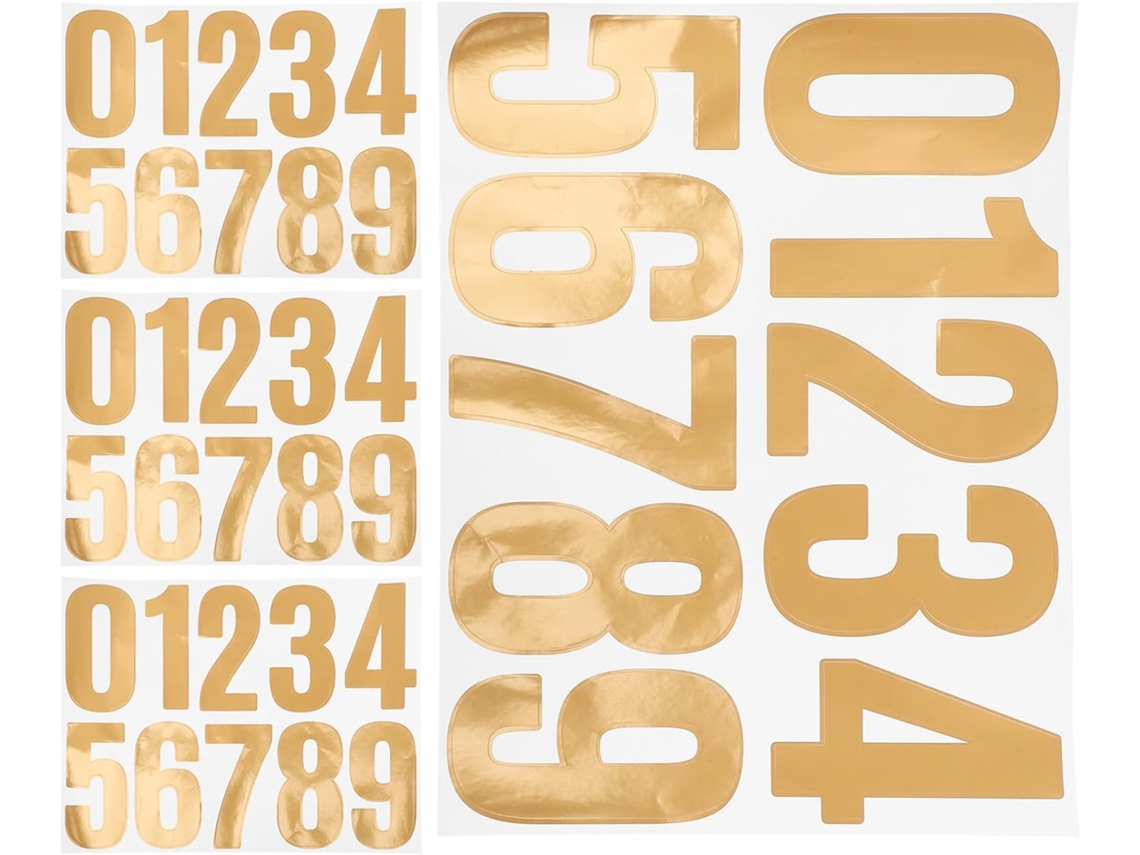Conjunto de 4 Adesivos Numéricos Autoadesivos 10cm Polegadas À Prova D Água, Dourados