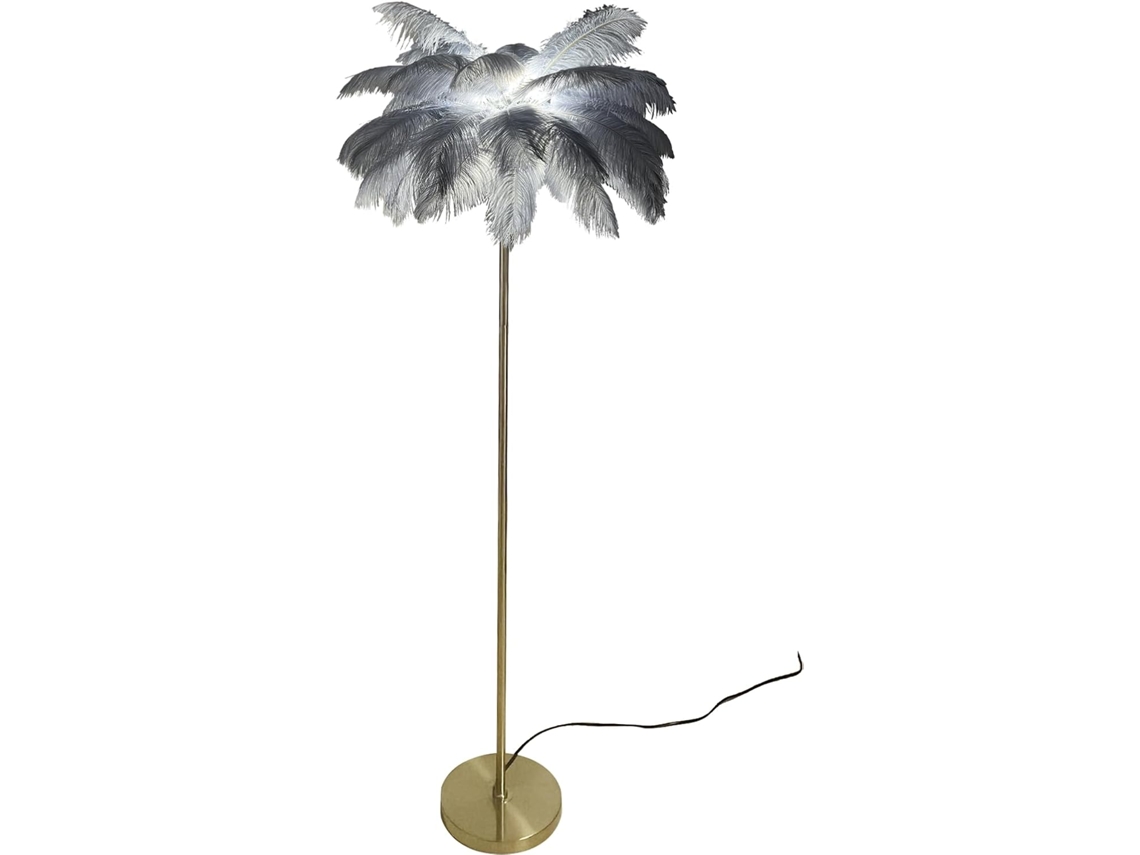 Luminária De Chão Com Penas Avestruz, Luminária De Pé Com Proteção Para Os Olhos, Ideal Para Leitura No Quarto Ou Na
