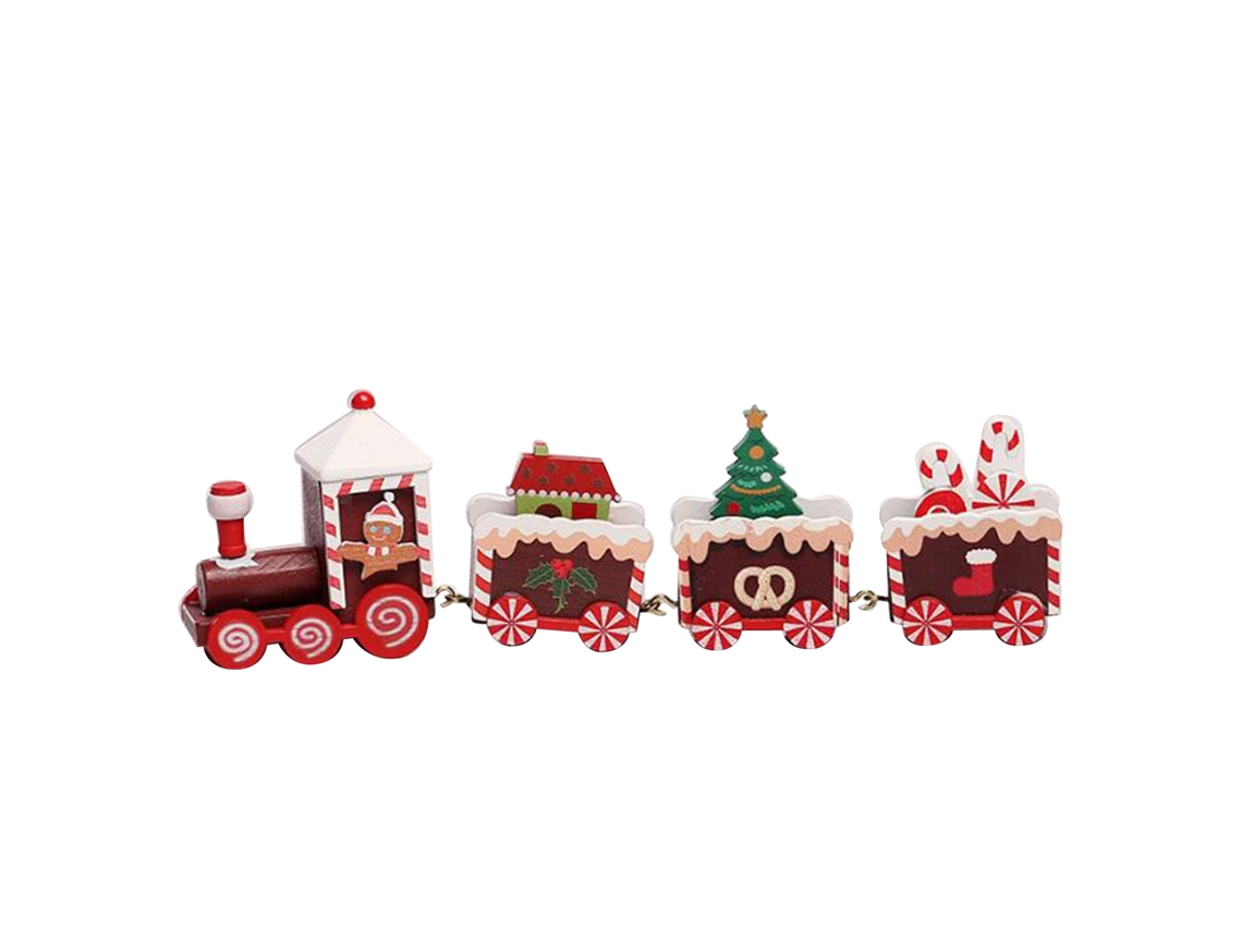 Decoração de Trem de Natal de Madeira com Design Festivo para Janela e Mesa com MARCA