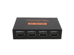 Divisor de Vídeo com Carcaça Metálica, 1 Entrada e 4 Saídas, FHD 1080p HDCP, Plug and Play para Computadores de Mesa | S/MARCA