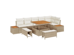 Maison Exclusive - Conjunto De Sofá De Jardim 9 Pcs Bege Rattan Sintético