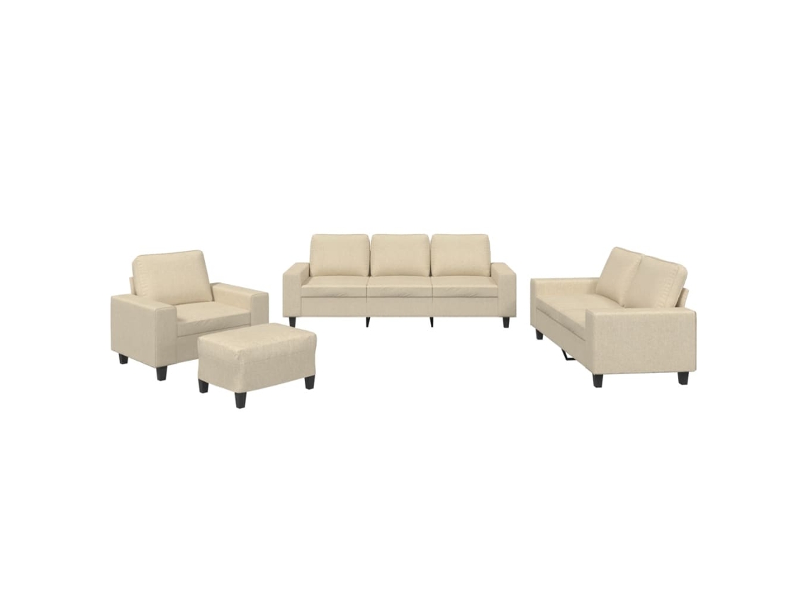 4 Pcs Conjunto de Sofás Tecido Cor Creme MAISON EXCLUSIVE