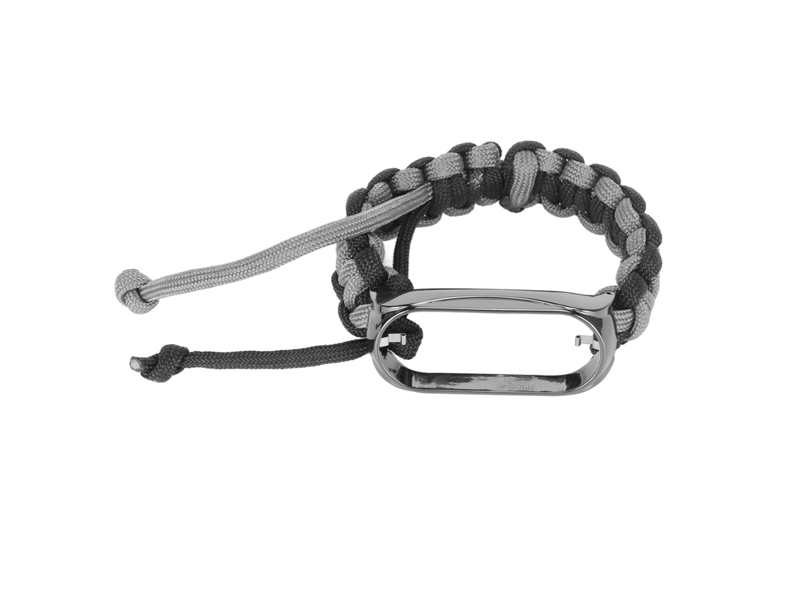 Pulseira Loop Trançada 2 em 1 para Mi Band 7 Elástica Náilon Ajustável com Moldura Metálica