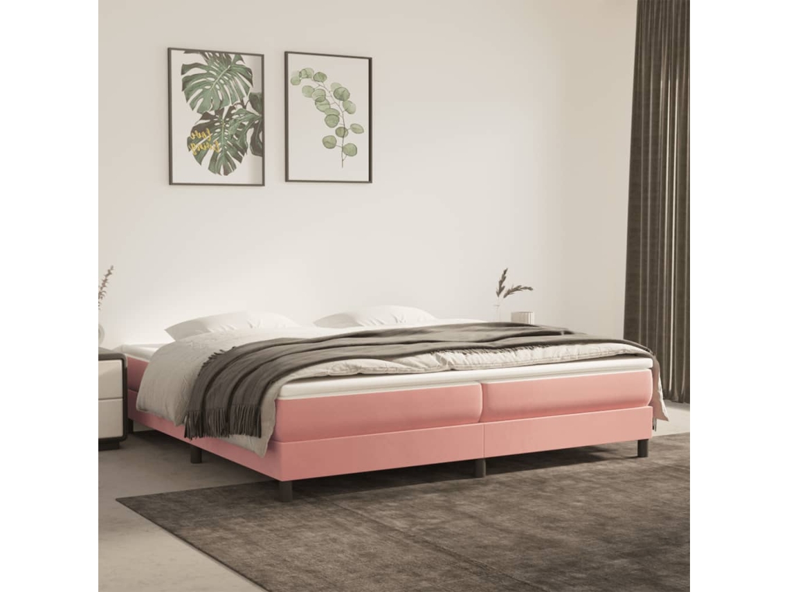 Vidaxl Estrutura De Cama Com Molas 200x200 Cm Veludo Rosa