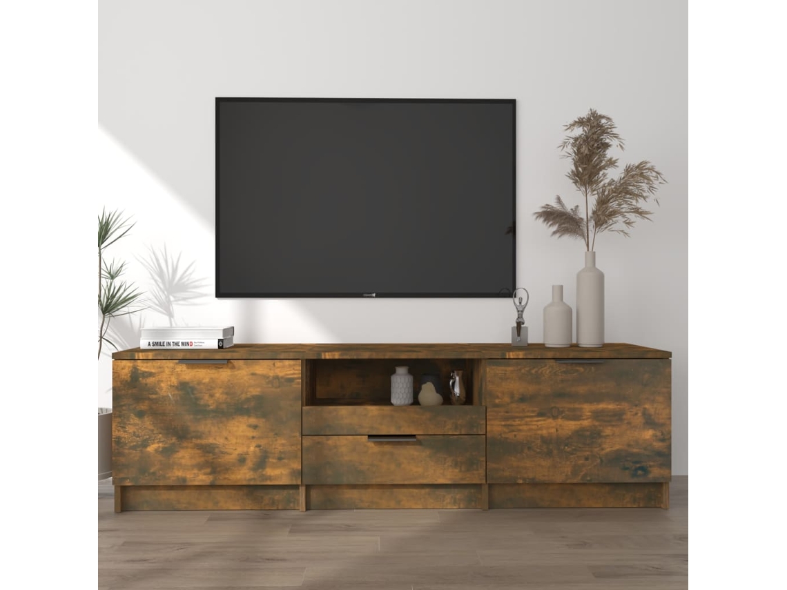 Vidaxl Móvel P/ Tv 140x35x40 Cm Madeira Processada Cor Carvalho Fumado