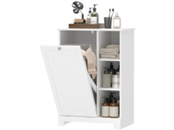Móveis de Banheiro com Cesto de Roupa Suja, Cesta Removível, Prateleira, Compartimentos Ajustáveis 60x38x86 Cm Branco S/MARCA