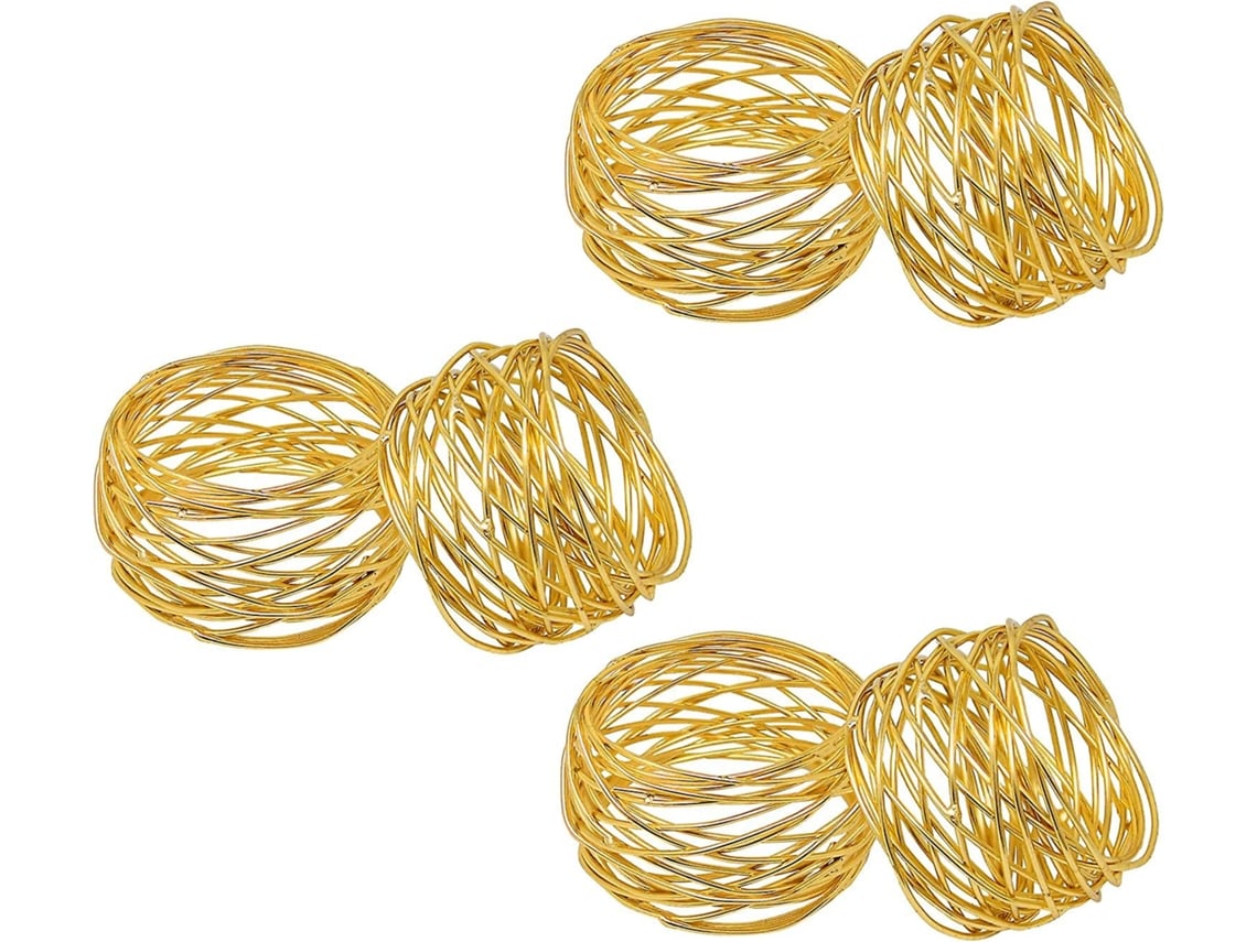 Rebe juego de 6 Anillos para Servilletas Hecho a Mano Oro para Decoración de Mesa Diaria