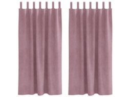 Conjunto 2 Cortinas Opacas Vidaxl Rosa Veludo (140 X 175 Cm)
