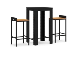 Conjunto de 3 Pcs de Bar Jardim VIME PE Acácia Maciça Preto MAISON EXCLUSIVE
