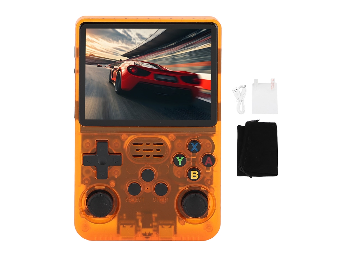Console de Jogos Portátil R36s, transparente laranja, tela HD de 3,5 polegadas, open source