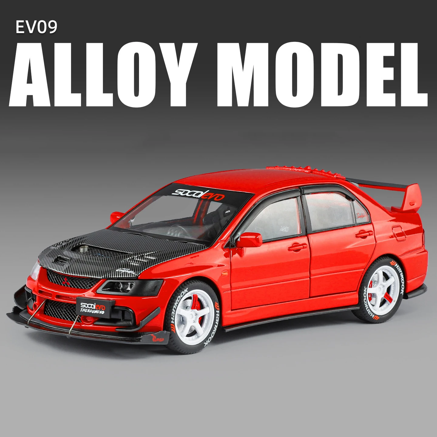 (vermelho) Miniatura De Carro Modificado Em Escala 1:24, Feita Em Metal Fundido, Com Efeitos Sonoros E Luminosos - Um Brinquedo Infantil.